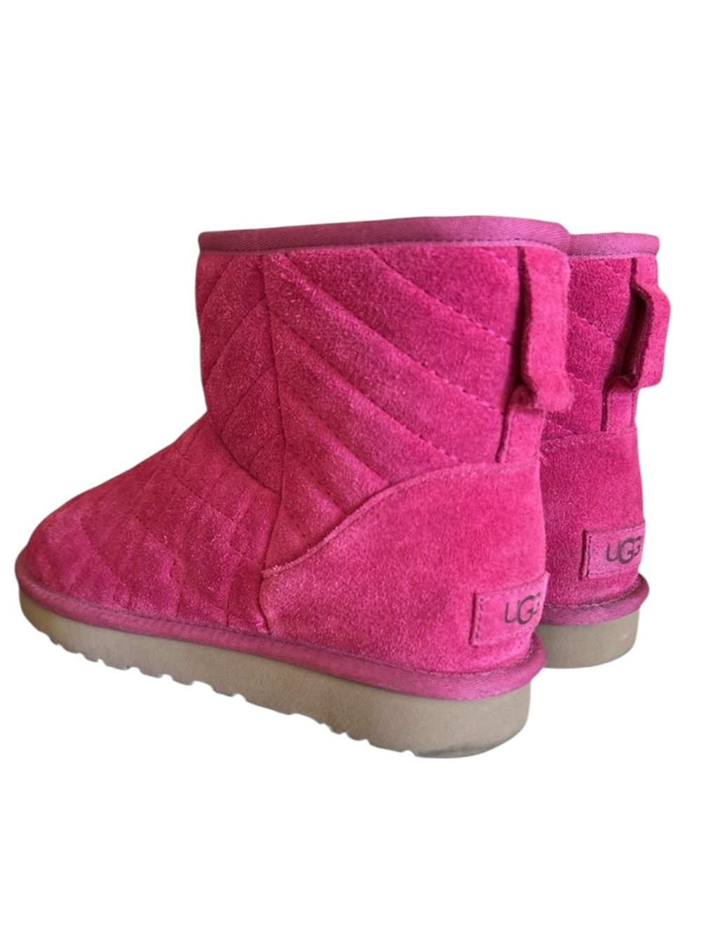 UGG Arden Suede Quilted Ankle Boots Fuchsia/Pink Wool lining Women’s Size 10